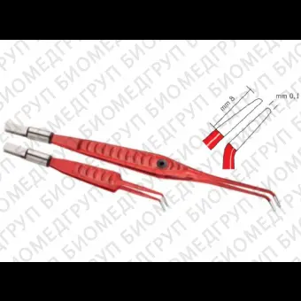 Пинцет биполярный, антипригарный, изогнутый, 1 мм, 17 см KLS Martin