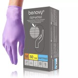 BENOVY, Перчатки нитриловые, неопудренные, сиреневые, 50 пар